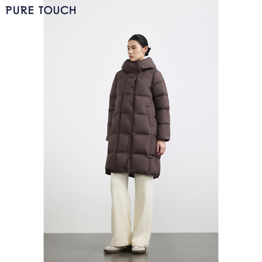 商场同款PURE TOUCH女装25秋冬新款白鸭绒羽绒服中长款连帽羽绒服 商品图1