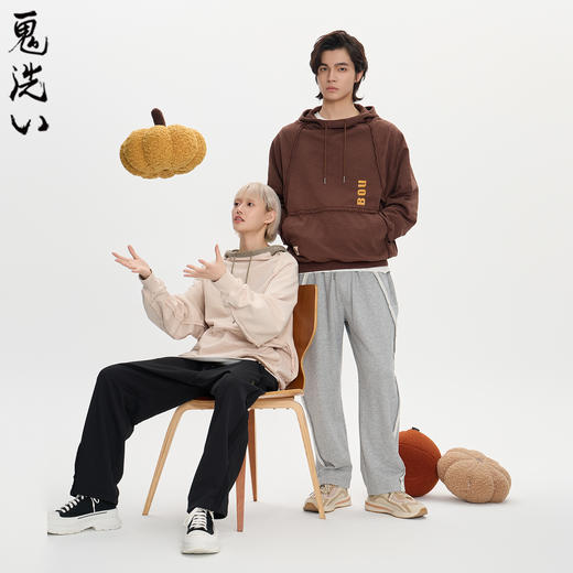 ONIARAI/鬼洗25秋冬棒达摩毛边缝宽松廓形连帽卫衣男女 N240155 商品图0