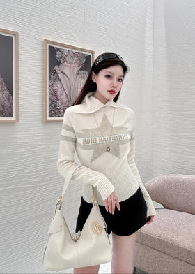 迪奥 25年新款滑雪限定系列 套头小翻领五角星针织衫(KX*MM)