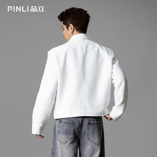 PINLI品立2025秋冬新款撞色垫肩休闲夹克男潮牌翻领短款西服外套GD253104157 商品图3
