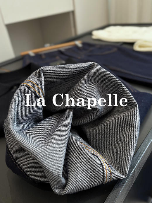 会员福利【垂感挺括/遮胯显瘦】拉夏贝尔/La Chapelle高腰明线阔腿牛仔裤宽松设计感百搭显瘦直筒长裤 商品图10