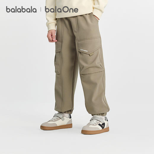 巴拉巴拉balaOne童装儿童裤子男童加绒长裤2025冬新款束脚工装裤 商品图2