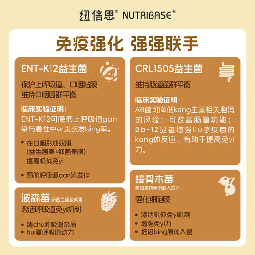 ² 【纽倍思粉剂耳鼻喉K12益生菌】每袋含ENT-K12益生菌35亿+科汉森AB菌40亿+约7680mg新鲜接骨木莓+60mg波森莓粉 2g*20条/盒 HM02-CRMM-NBS 商品图3