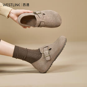 【限时秒杀】西遇内增高勃肯鞋女新款秋季百搭复古全包软底厚底一脚蹬单鞋K0057319