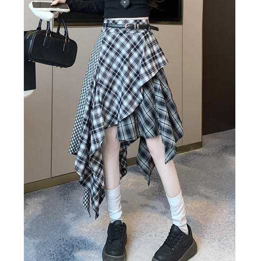 裁缝学苑AQ564设计感小众拼接格子半身裙纸样女装不规则中长款半裙样板 商品图4