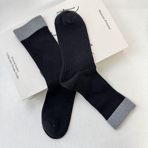 简约韩系堆堆袜柔软撞色棉袜-纪念日百货门店同款167945217 商品图2