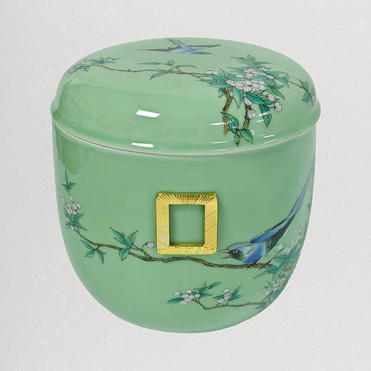 【艺德春】钢化瓷高档寿盒“福寿子孙”（罐）景德镇瓷骨灰盒 商品图0