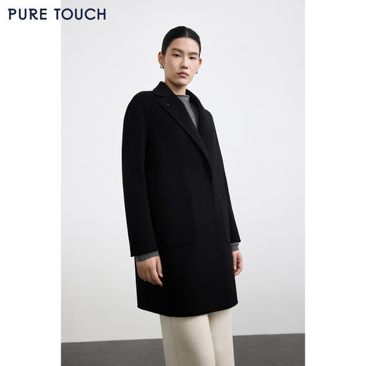 商场同款PURE TOUCH女装25秋冬新款绒毛混纺毛呢大衣一粒扣外套 商品图4