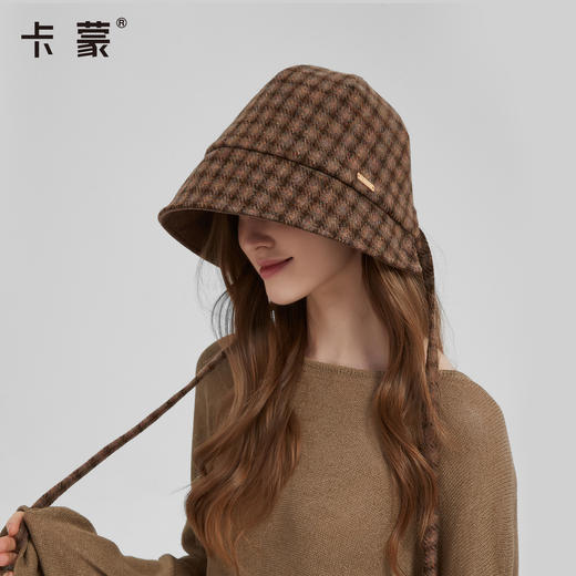 卡蒙格纹系带法师复古后开口冬帽KM-5305 商品图6