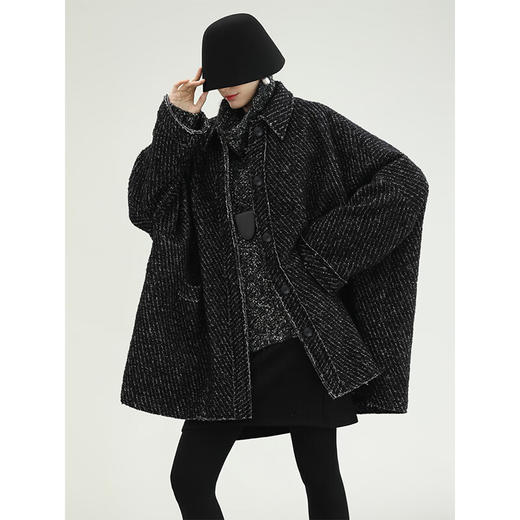 COCOBELLA时尚高领混色毛衣女冬蝙蝠袖软糯宽松针织衫MZ3282 商品图3