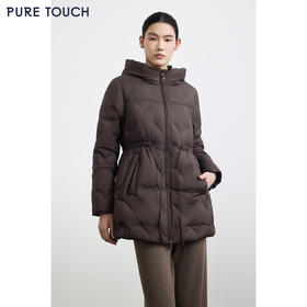 商场同款PURE TOUCH女装25秋冬新款白鹅绒羽绒服中长款连帽鹅绒服