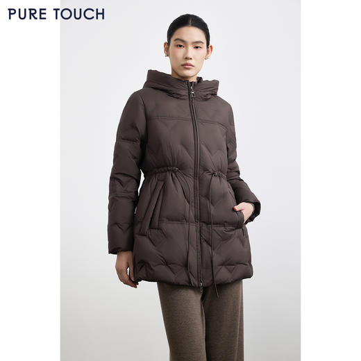 商场同款PURE TOUCH女装25秋冬新款白鹅绒羽绒服中长款连帽鹅绒服 商品图0