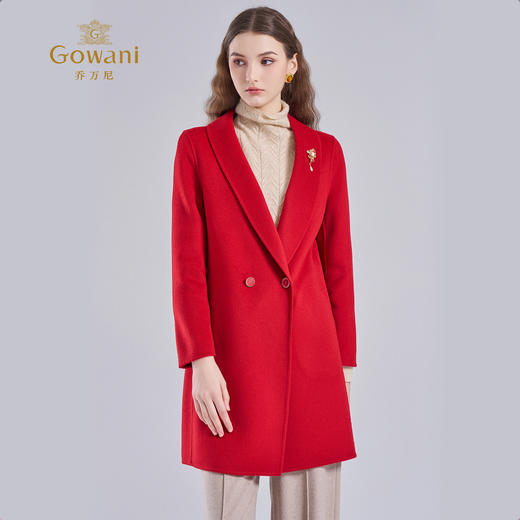 乔万尼秋冬新款羊毛羊绒大衣红色系小个子ET4A929 商品图1