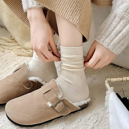 美拉德净版竖条袜简约纯色暖绒袜-纪念日百货门店同款167343486 商品图3