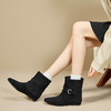 西遇内增高裤管靴女新款秋冬复古单靴美拉德堆堆靴平底短靴子V2257280 商品缩略图0