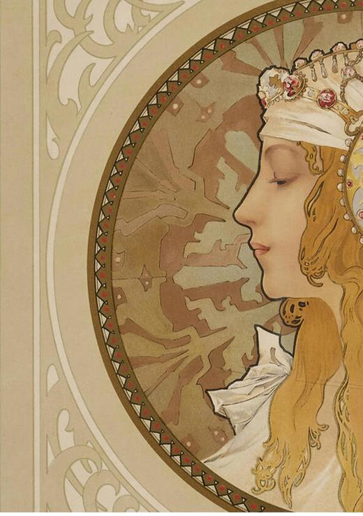 独角鹿西洋古董 1897年法国出品捷克国宝级画家穆夏签名创作版画作品《拜占庭女神》一对 商品图3