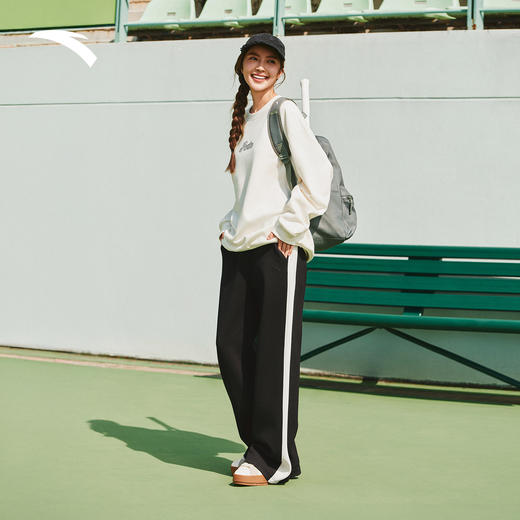 安踏撞色休闲长裤女士2025新款百搭阔腿直筒裤运动长裤162548314 商品图3