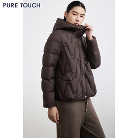 商场同款PURE TOUCH女装25冬新款白鸭绒羽绒服短款连帽宽松羽绒服