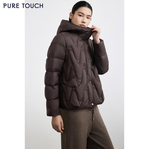 商场同款PURE TOUCH女装25冬新款白鸭绒羽绒服短款连帽宽松羽绒服 商品图0