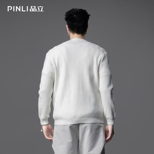 PINLI品立2025秋季新款男条纹提花毛衣打底圆领扣子门襟针织衫潮GD253110079 商品图2