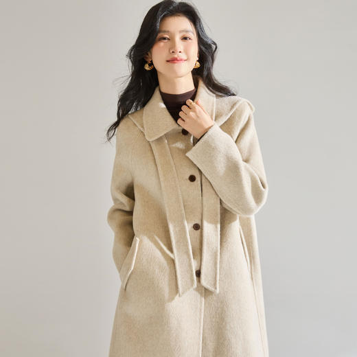 「高货sh」全新升级【铂金会员809/天猫1089/差价280】(00521)洛诗琳可脱卸连帽双面呢大衣2025秋冬中长款两穿羊毛外套 商品图2