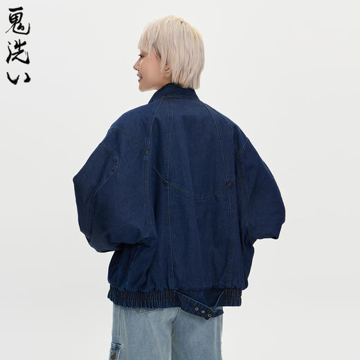 ONIARAI/鬼洗25秋冬泥棒蓝女款双鱼刺绣立领牛仔外套 N340238 商品图1