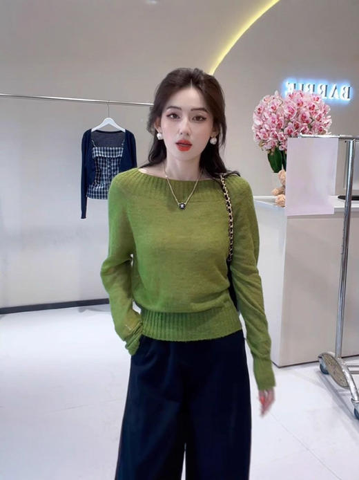 【圆领套头软糯内搭针织衫】秋冬韩系穿搭慵懒风 一字肩打底衫毛衣上衣 商品图4