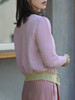 TYNVIE 撞色荷叶边珍珠纽扣开襟针织衫- 粉色 商品缩略图8