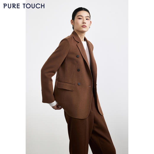 商场同款PURE TOUCH女装25秋冬新款双面呢西装丝毛混纺收腰短外套 商品图4