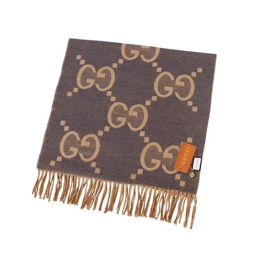 谷驰 双面提花双面围巾🧣 这款柔软的提花羊绒围巾，正反两面都饰有GG图案 商品图1