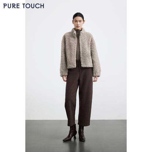 商场同款PURE TOUCH女装25冬新款立领羊剪绒短外套宽松羊毛外套 商品图3