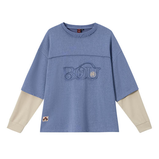 ONIARAI/鬼洗25秋冬棒小熊猫洗褪毛边假两件套头卫衣男式 N240156 商品图3