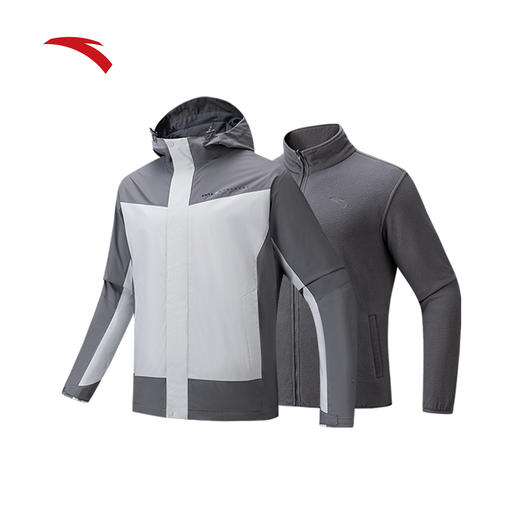 安踏三合一摇粒绒内胆厚外套男冬季新款连帽上衣两件套152547611 商品图2