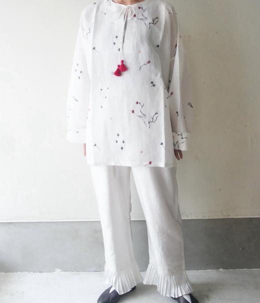 BUNON 棉麻混纺刺绣印花衬衫 商品图0