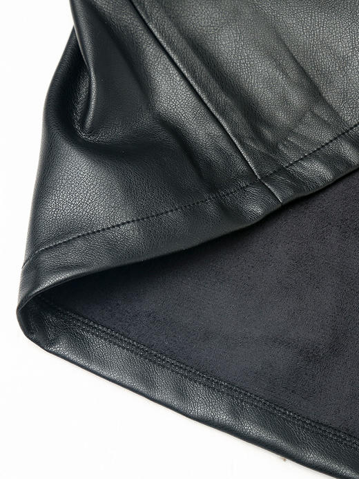 黑色复古风 PU 皮半身裙 高腰松紧腰大摆裙 秋冬显瘦百搭中长款 A 字裙女 商品图3