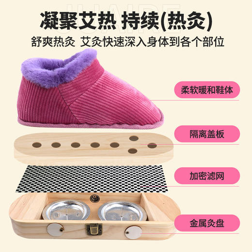 艾灸鞋实木艾灸靴温灸热敷足灸箱足部艾灸器具家用足灸盒神农艾草 商品图1