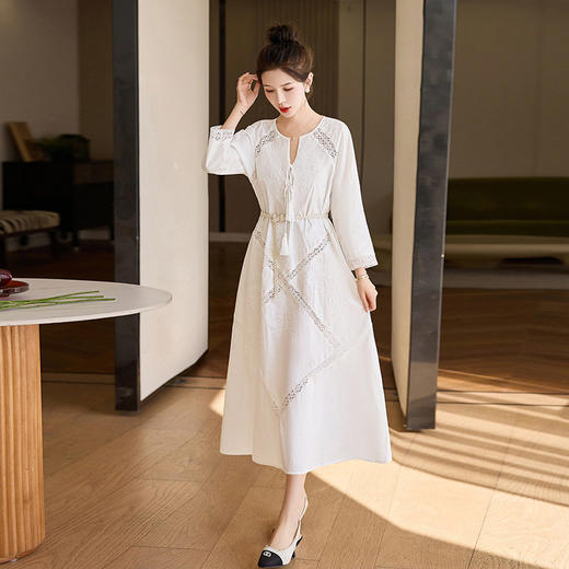 秋季新款淑女气质系带连衣裙女长袖收腰显瘦气质长裙    LJY-MX857 商品图3