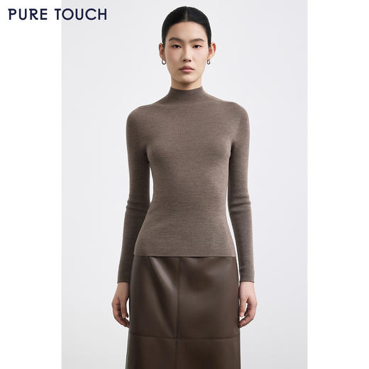 商场同款PURE TOUCH女装25秋冬半高领羊毛打底衫弹力修身针织衫 商品图0