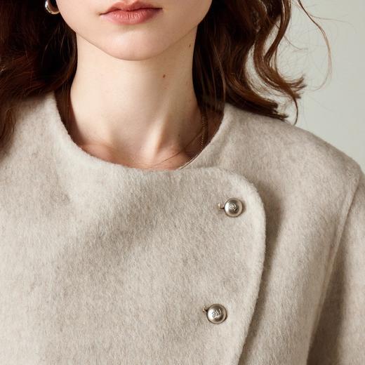 初语双面呢外套女新款圆领短款羊毛开衫复古小香风上衣 商品图1