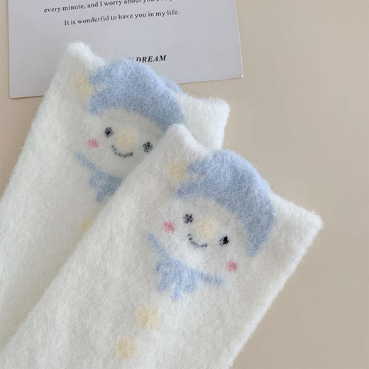 蓝小雪人毛绒保暖韩系中筒袜-纪念日百货门店同款167944679 商品图3