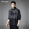 PINLI品立2025秋季新款拼料插肩袖堆堆领T恤潮牌休闲宽松男士上衣B253111105 商品缩略图0