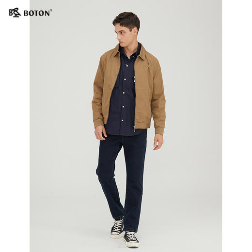 波顿男士秋冬百搭 牛仔裤 显瘦不紧绷 合身直筒弹力磨毛底长裤ME786521 商品图2