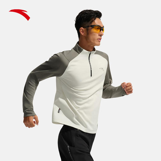 安踏半拉链运动长袖t恤男士冬季新款磨毛保暖跑步上衣152545403N 商品图0