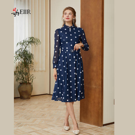 司歌波点长袖连衣裙收腰春秋A921243X 商品图2