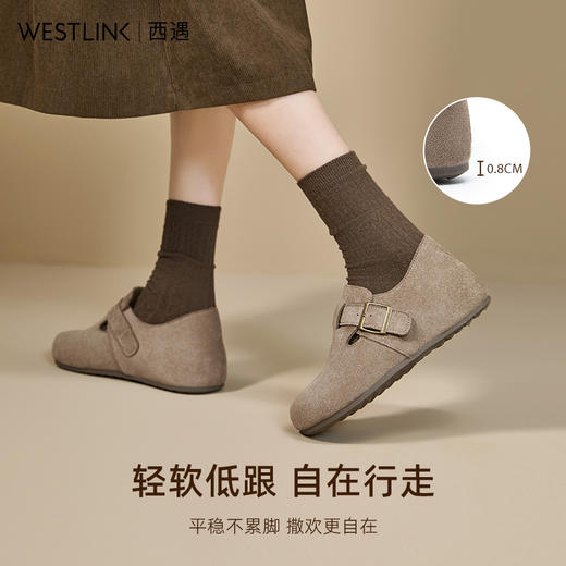 【限时秒杀】西遇内增高勃肯鞋女新款秋季百搭复古全包软底厚底一脚蹬单鞋K0057319 商品图3