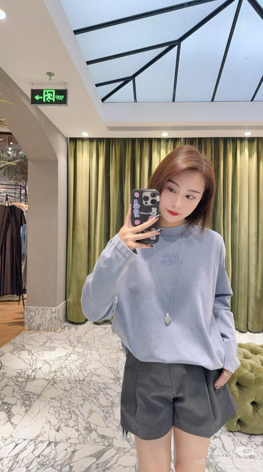 【开放日忙 秒杀价已调 直接拍】开放日最新款 Mo&co 烫钻 美式复古 棉质做旧斑驳 褪色工艺  薄卫衣 商品图4