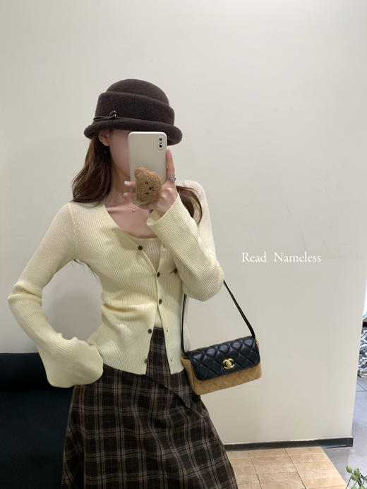 Read Nameless /嫩黄色针织开衫2件套+可可饼干格子裙 2025/11/6 商品图8