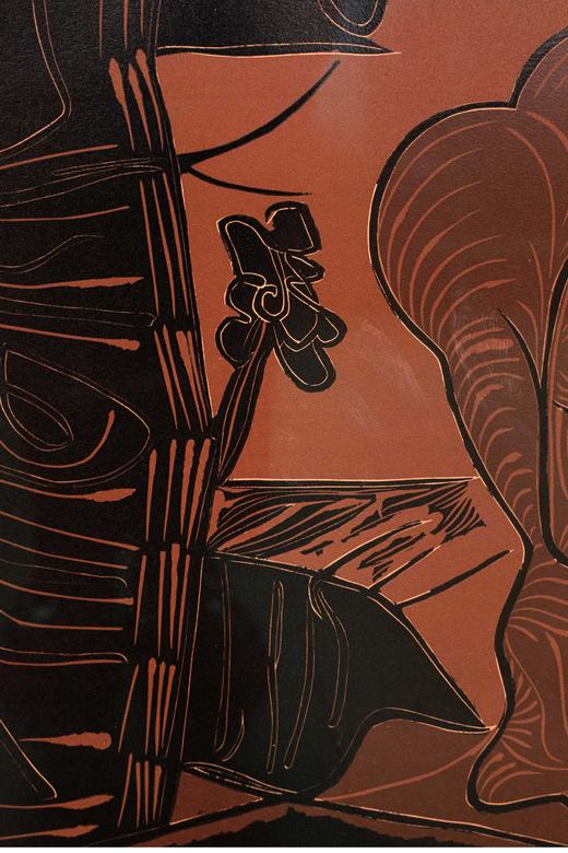 独角鹿西洋古董 1963年西班牙艺术家签名创作出品限量麻胶版画 商品图5