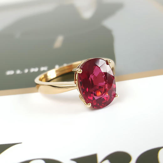 【天然正品】AU750玫瑰金镶天然卢比莱近3克拉碧玺戒指23号（戒圈可改）女士191025TJ58 商品图2