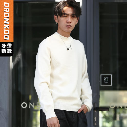 DRONKOO 2025 中领华夫格左下贴小皮标中厚毛衣 商品图0